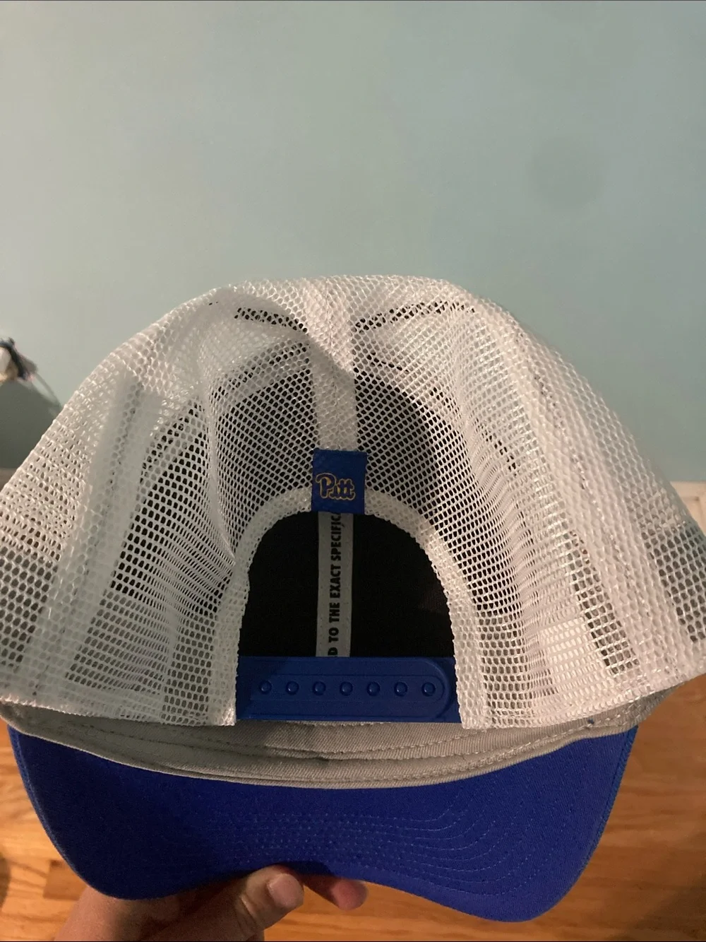 Nike Royal Blue and White Panthers Trucker Hat with Gold Accents